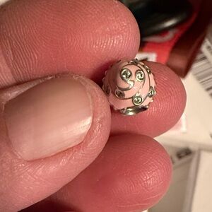 Pandora Pink and Silver Swirl Earrings